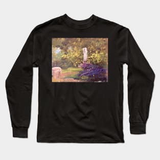 Flowerbed Statue Oil on Canvas Painting Long Sleeve T-Shirt